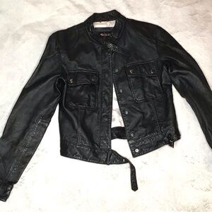 UB Leather Collection Women's Moto Black Jacket US S/P 100% Polyester
